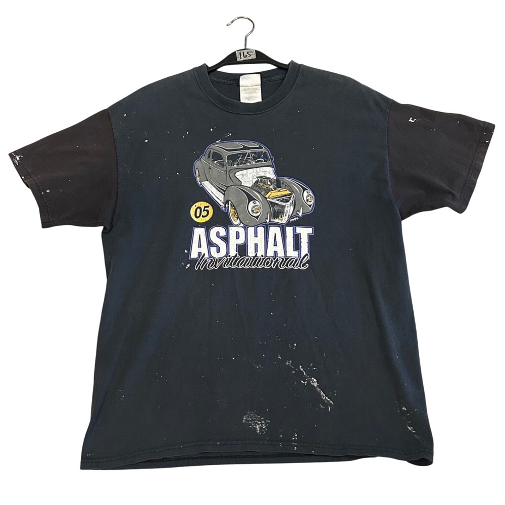 Vintage 2005 Asphalt Invitational Hot Rod Graphic T-Shirt Black Mens Large